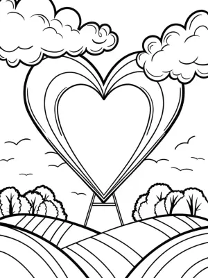 Heart-shaped harvest in the sky coloring pages