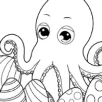 Octopus decorating Easter eggs