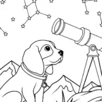 Puppy astronomer observing stars