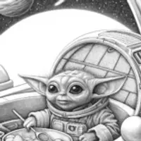 Baby Yoda cooking in space