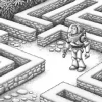 Buzz Lightyear in the garden maze