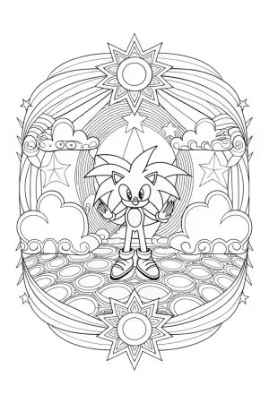 Super Sonic’s dance-off with clouds coloring pages