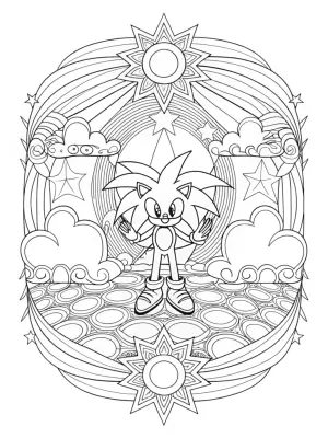Super Sonic’s dance-off with clouds coloring pages