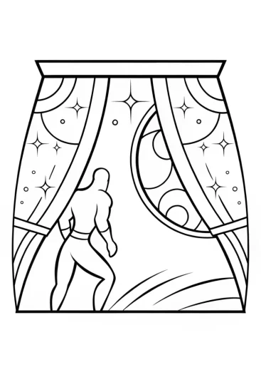 A coloring page of Flash painting a cosmic mural