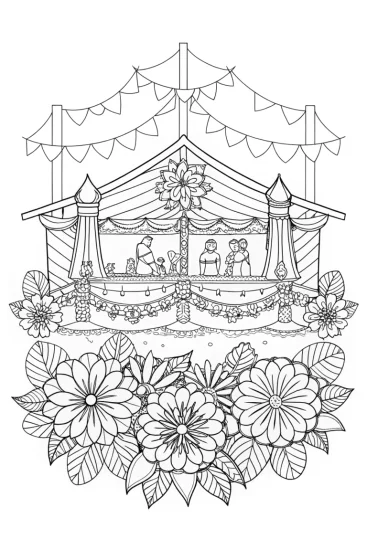 A coloring page of Banban’s flower festival coloring page