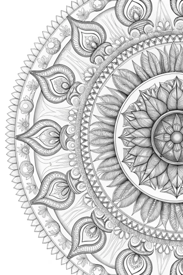A coloring page of Sun and moon mandala coloring page