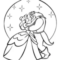 Belle and Beast dancing under the moon