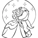 Belle and Beast dancing under the moon