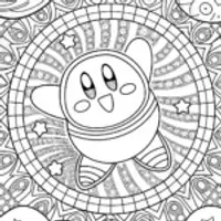 Kirby dancing in space