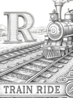 Alphabet letters on a train ride coloring pages