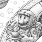 Luigi serves coffee in space