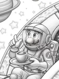 Luigi serves coffee in space