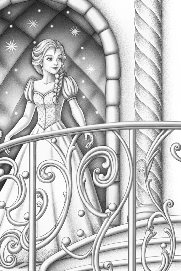 A coloring page of Elsa the magical timekeeper
