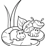 Animals on a floating leaf