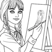 Wednesday Addams painting shadows