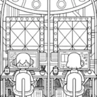 Anime creators in a floating studio