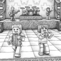 Minecraft characters in concert