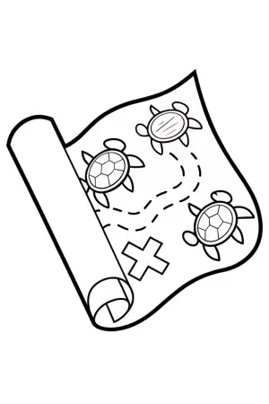 Ninja Turtles treasure map quest coloring pages