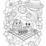 Rainbow Friends picnic in space