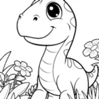 Baby dinosaur in a garden