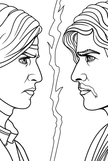 A coloring page of Timekeeper and lightning bolt showdown