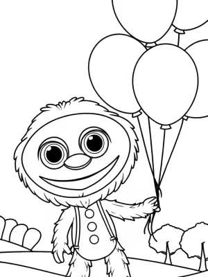 Huggy Wuggy’s balloon adventure coloring pages
