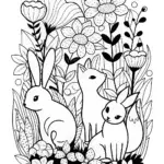 Woodland creatures in a magical garden