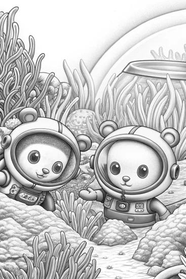 A coloring page of Octonauts time capsule adventure