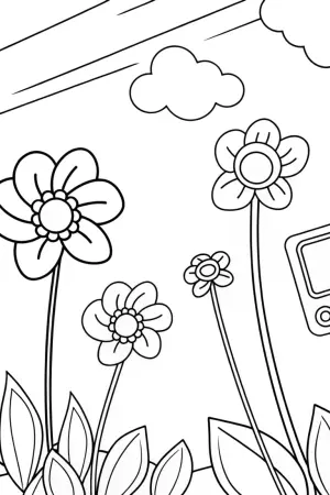 Flowers inventing dream machines coloring pages