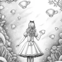 Alice in a floating tea garden