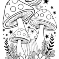 Mushrooms exploring a cosmic garden