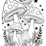 Mushrooms exploring a cosmic garden