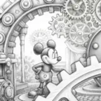 Mickey Mouse in a clockwork city