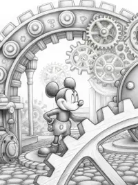 Mickey Mouse in a clockwork city