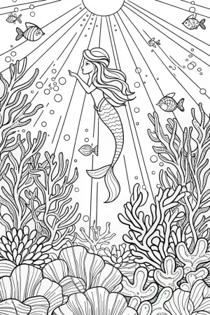 Little Mermaid’s underwater expedition coloring pages