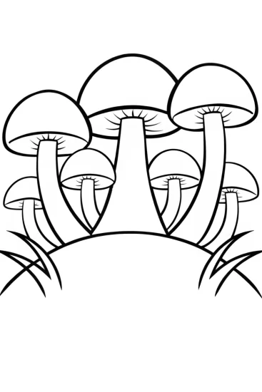 A coloring page of Mushrooms building a sky bridge