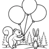 Squirrel and rabbit balloon race