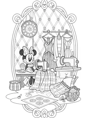 Minnie Mouse’s costume workshop coloring pages