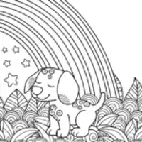 Puppy under the celestial rainbow