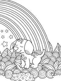 Puppy under the celestial rainbow