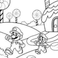 Mario and Luigi racing in Candy Land