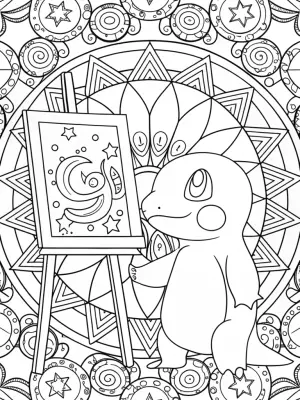Charmander painting the cosmos coloring pages