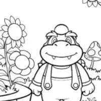 Bowser in a magical garden