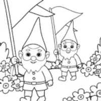 Tiny gnomes in a garden parade