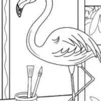 Flamingo painting a mural