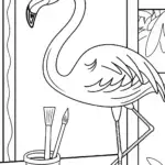 Flamingo painting a mural