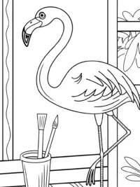 Flamingo painting a mural