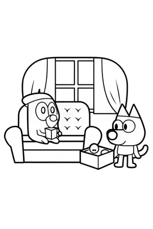 Bluey and Bingo’s music box adventure coloring pages