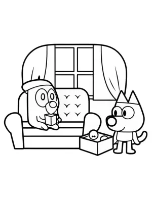 Bluey and Bingo’s music box adventure coloring pages