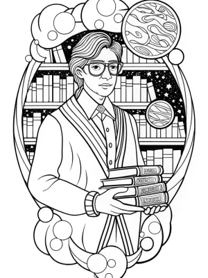 Goku as a cosmic librarian coloring pages